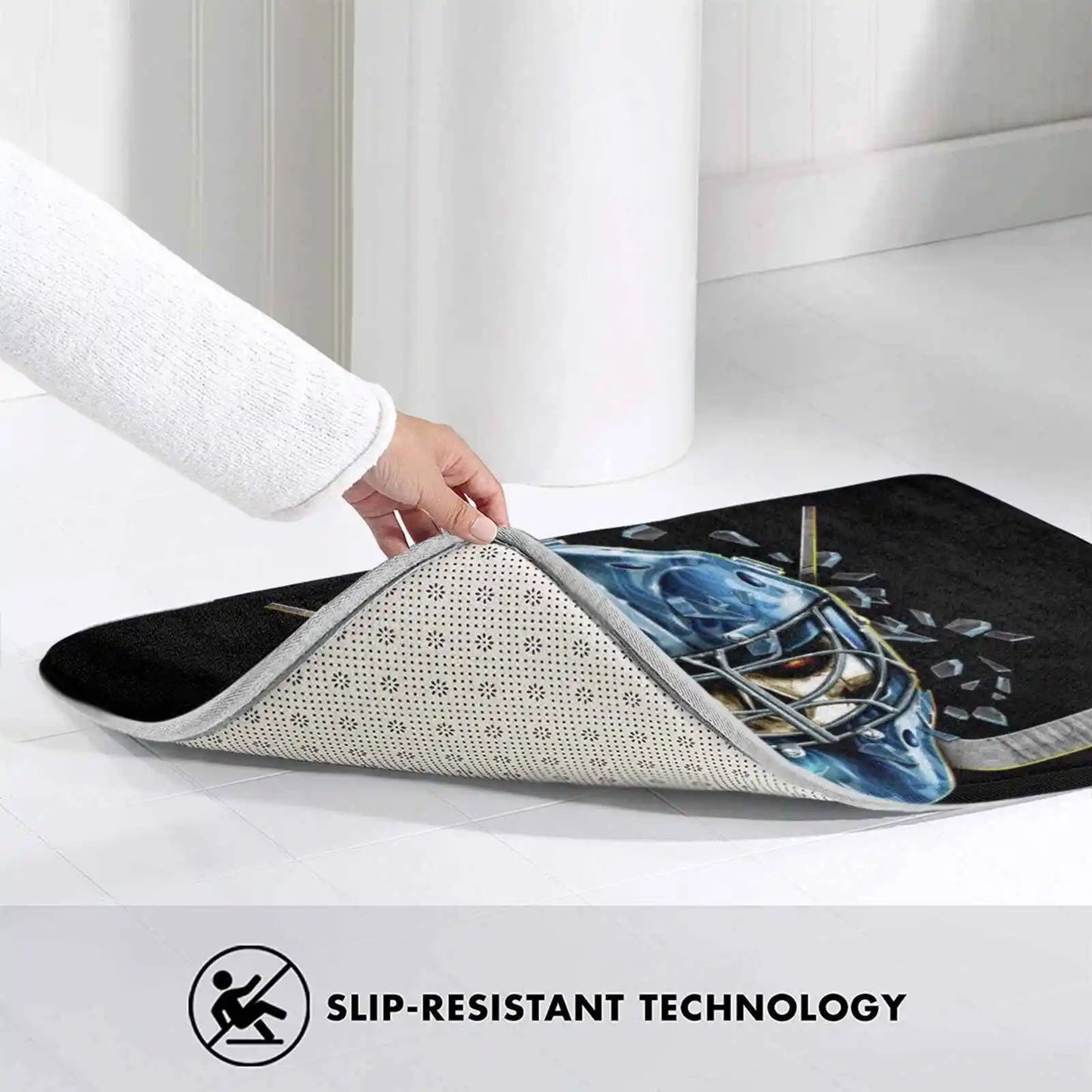 Airbrushed Hockey Mask With Exploding Ice With Skull 3D Household Goods Mat Rug Carpet Cushion Sports Skulls Hockey Ice