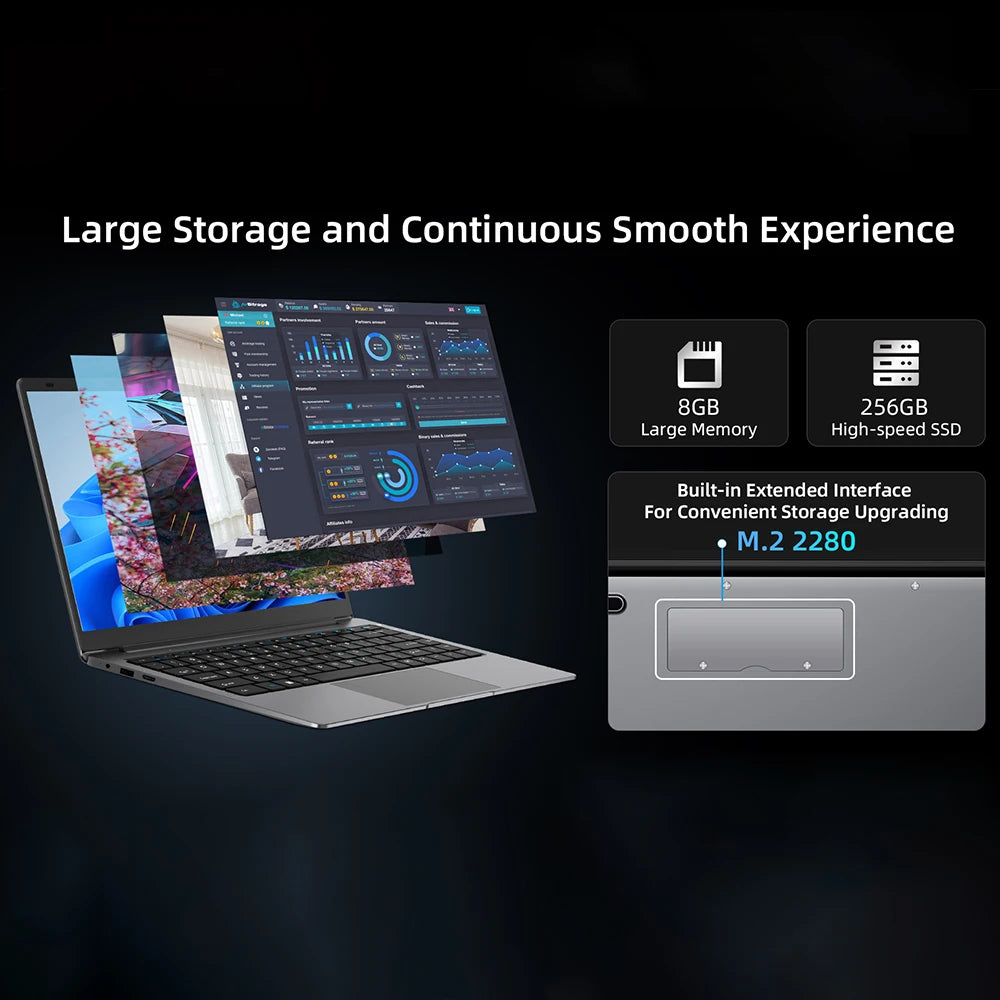 BMAX S14 Plus Laptop Windows 11 MaxBook 8GB LPDDR4 RAM 256GB SSD 14 Inch 1920×1080 FHD IPS Display Intel N4100 CPU 10000mAh/