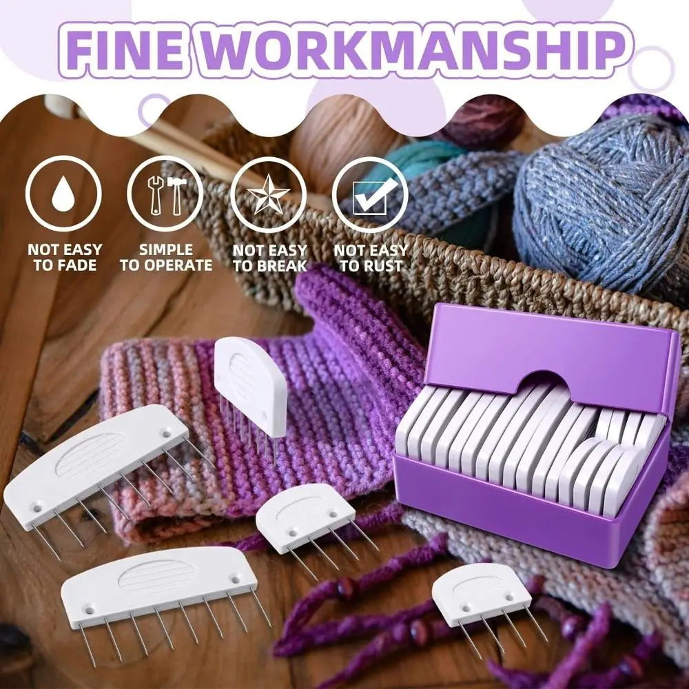 Knit Blockers Set 20 Pcs Stainless Steel Knitting Blocking Combs and Pin with 2 Different Sizes for DIY Knit Crocheting Supplies