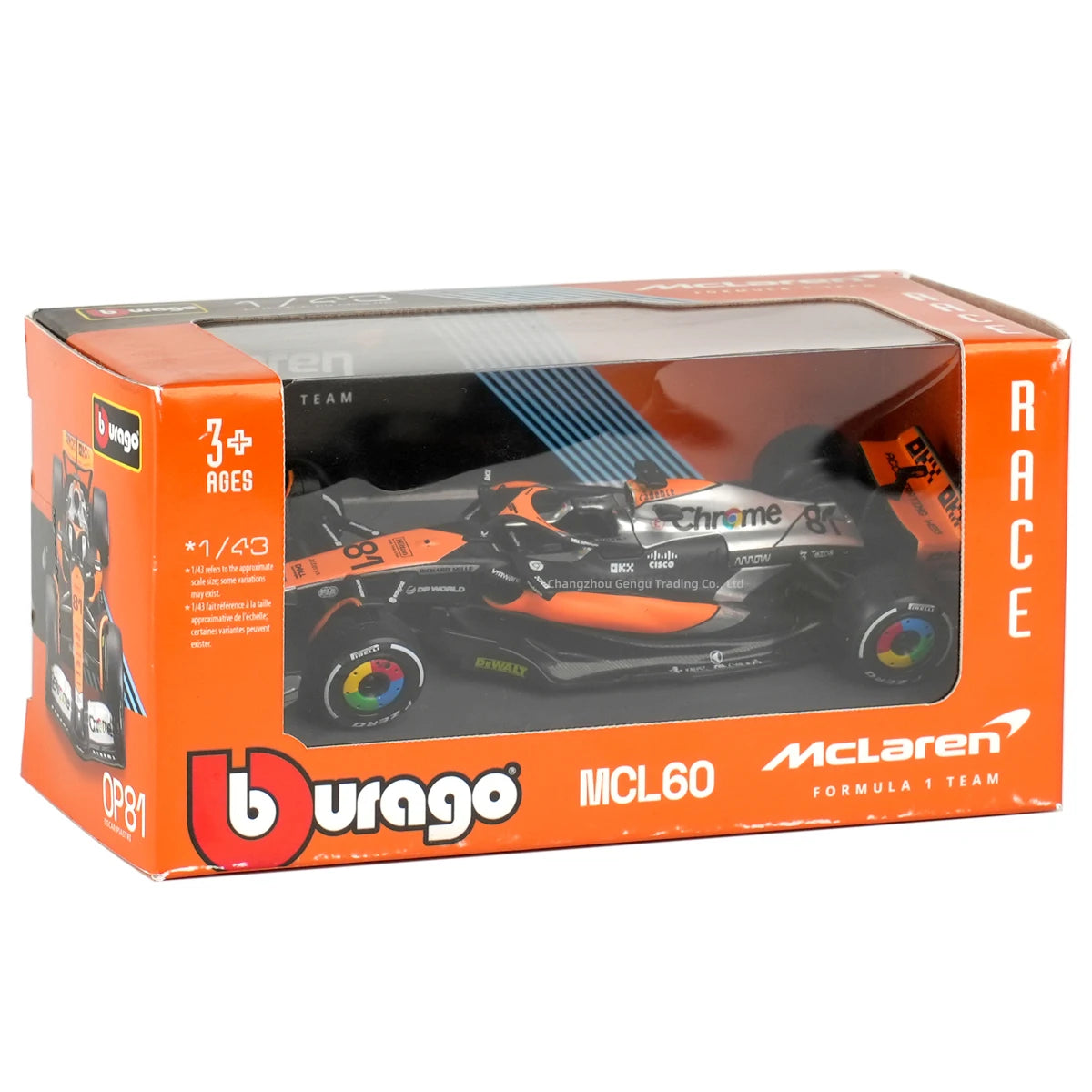 Bburago 1:43 2023 Mclaren MCL60 F1 Formula Car Die Cast Vehicles Collectible Model Racing Toys