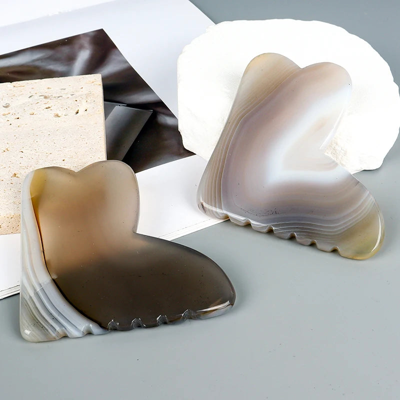 Agate Sawtooth Gua Sha Board Onyx Mineral Beauty Products GuaSha Tool Massage Skin Care Acupoint Pointing Tool