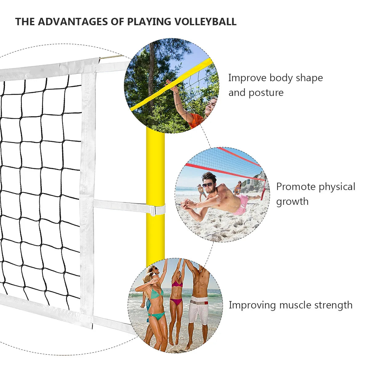 1 Set Training Match Standard Official Size Volleyball Net Beach Volleyball Net Volleyball Net Set for Outdoor Sports