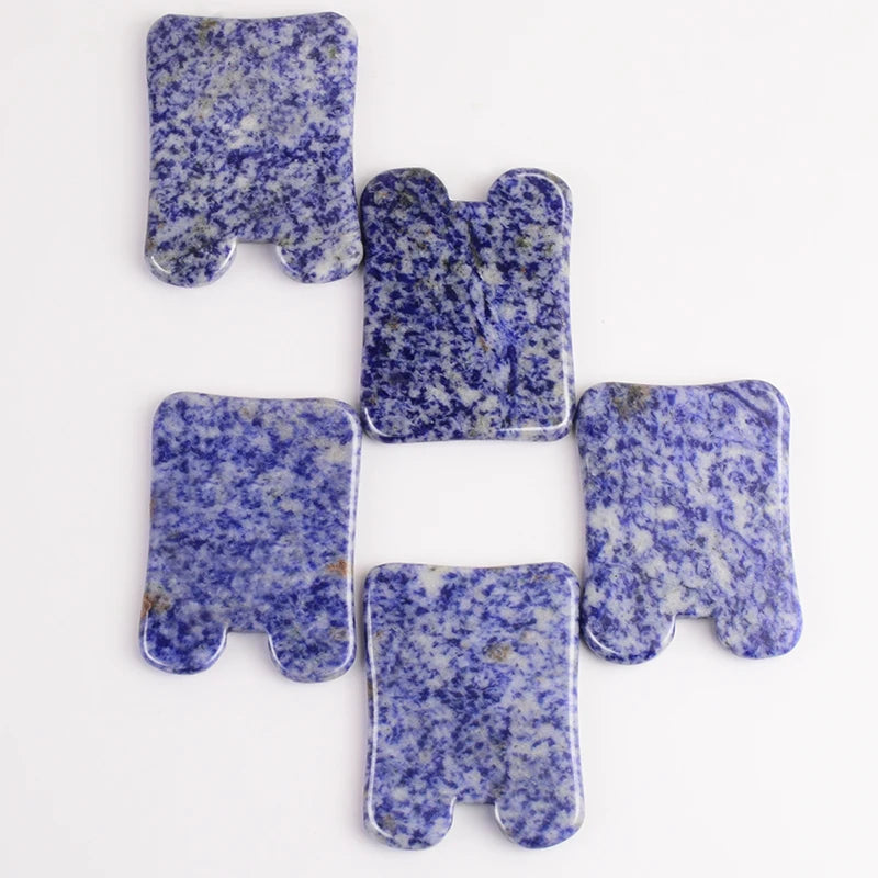 Blue Spot Jade Square Gua Sha Tool Health Care Natural Stone