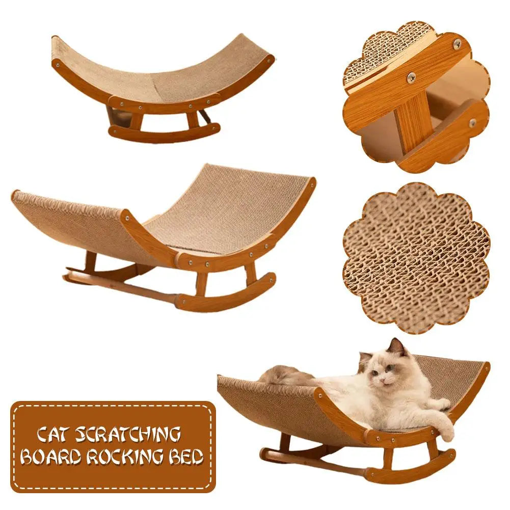 Premium Cat Scratcher Cardboard Rocking Chair Design For Cat Scratching Board Furniture Protector Cat Beds 2 Sizes Available