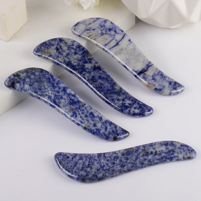 Blue Spot Jade S Shape Gua Sha Tool Health Care Natural Stone