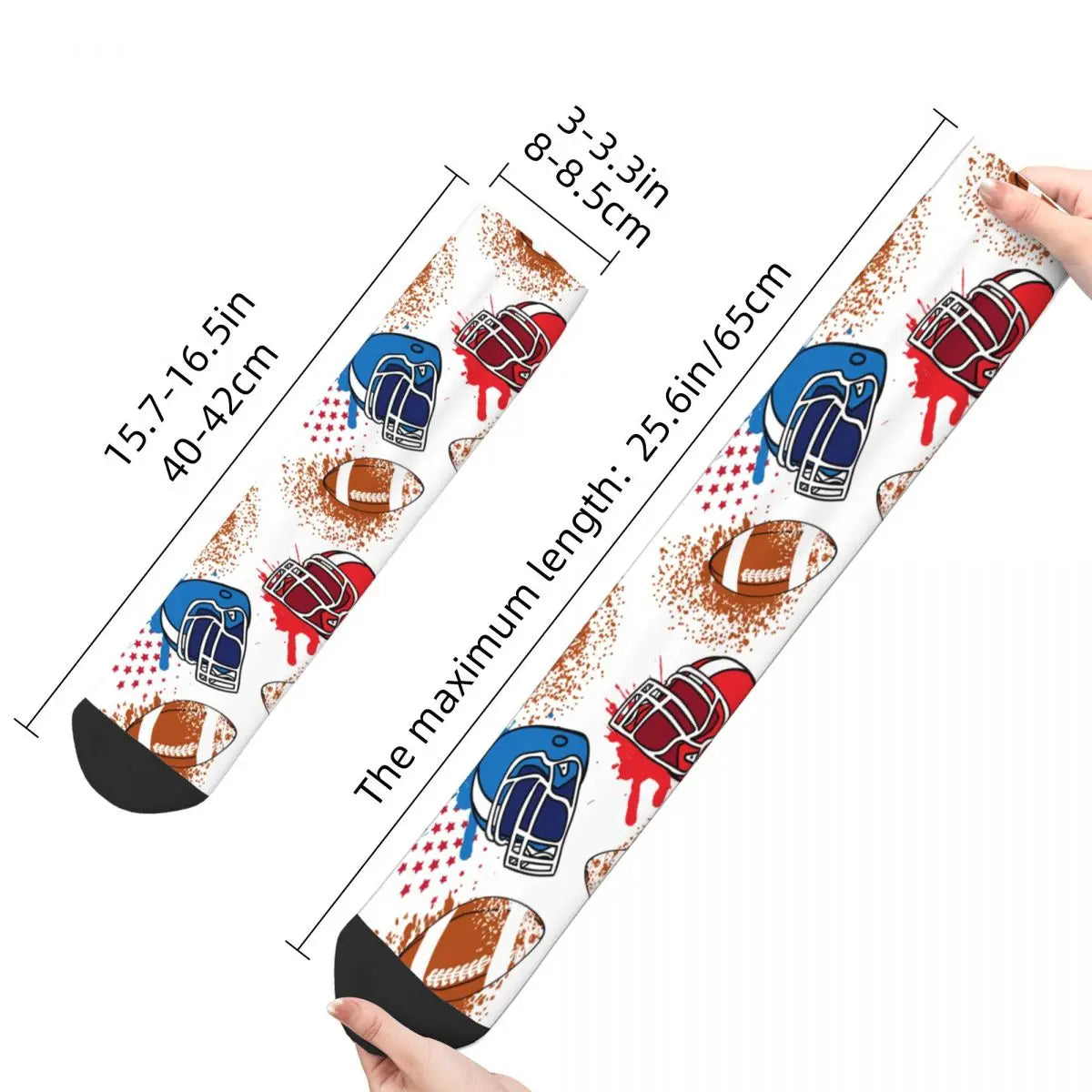 American Football Player Helmet Theme Design All Season Socks Merch for Women Cozy Crew Socks