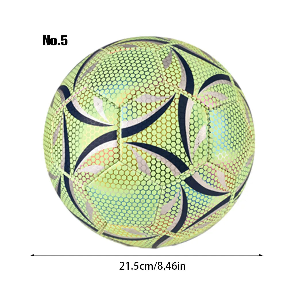 Outdoor Glow Reflective Football Soccer Ball Official No.5 4 Ball PU Match Training Football Futbol Topu for Children Adults