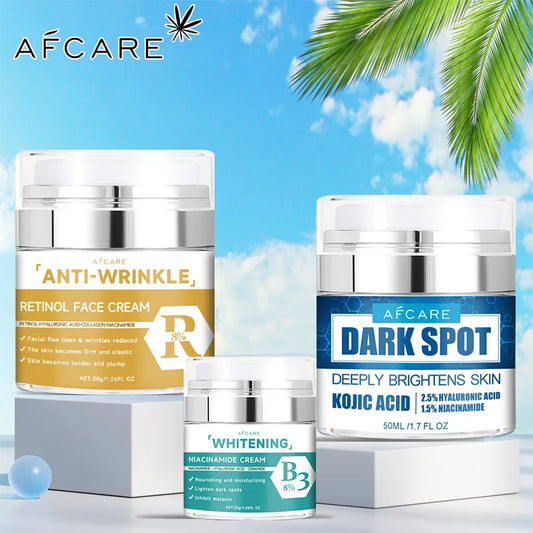 3 Boxes Kojic Acid Retinol Niacinamide Face Moisturizer Cream For Women Men Wrinkles Dark Spot Skin Care Day Night