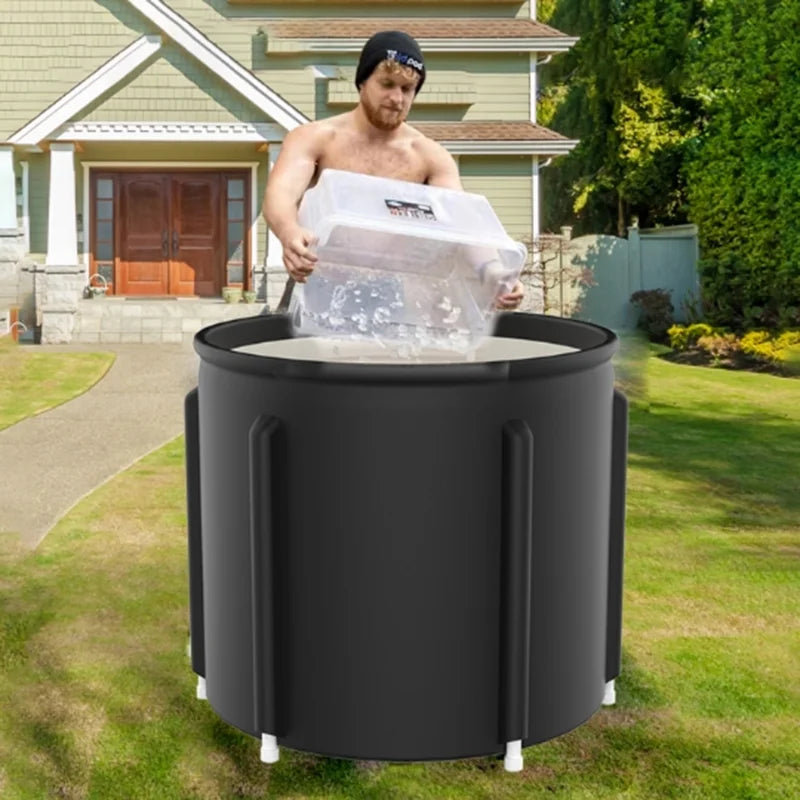 2024Cold Plunge Tub with Cover, Large Ice Bath Tub at Home Cold Water Ice Pub for Outdoor, Portable Ice Bath Tub