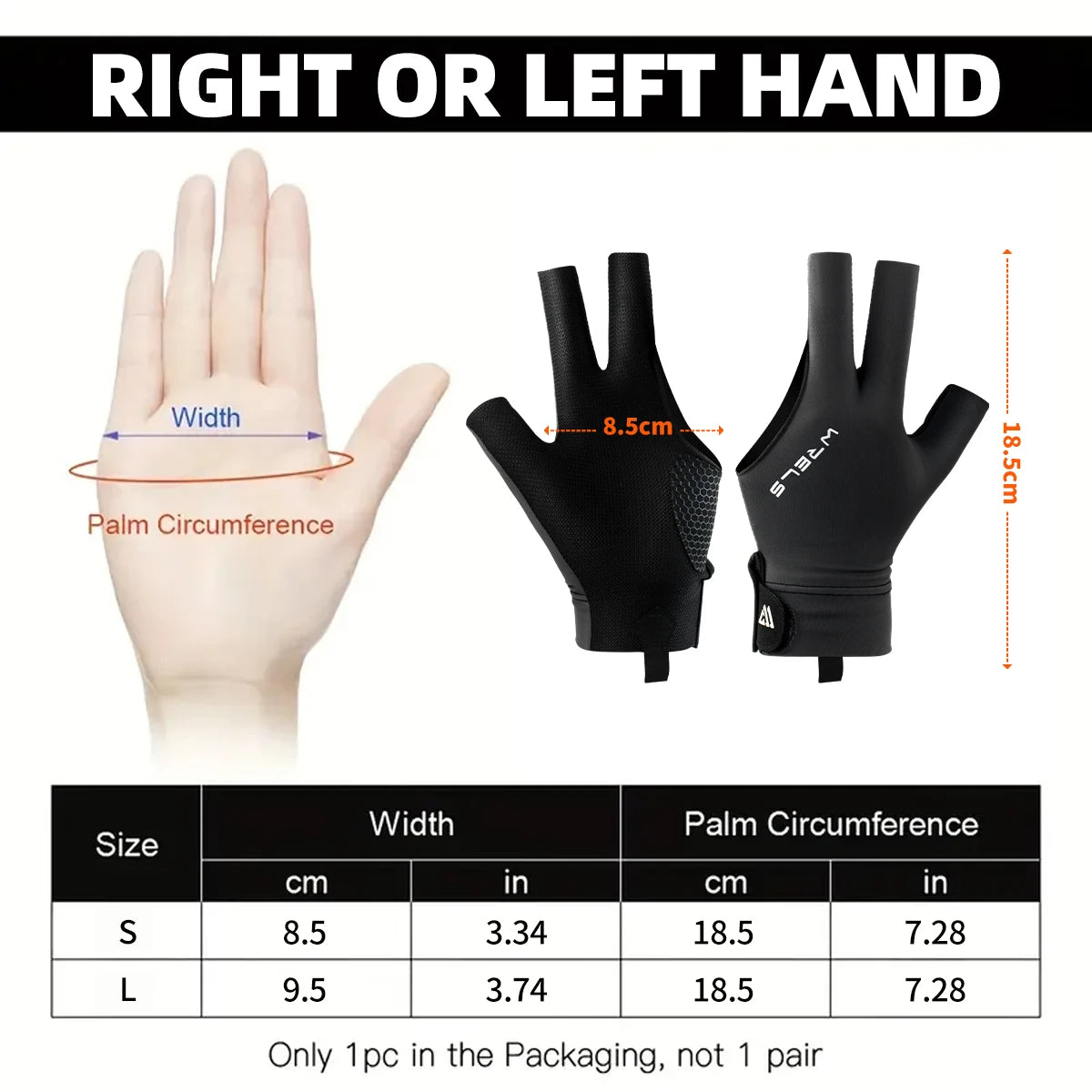 1Pc Billiards Glove Left Hand Three Finger Snooker Billiard Glove Non Slip Stickers Elasticity Billiard Training Gloves Accessor