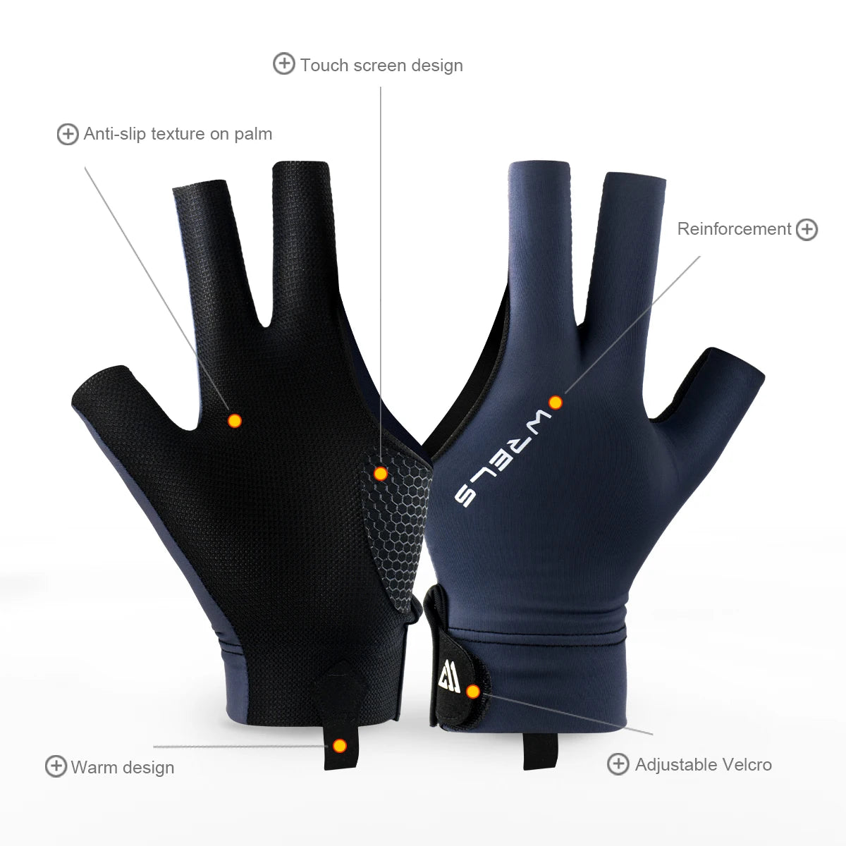 1Pc Billiards Glove Left Hand Three Finger Snooker Billiard Glove Non Slip Stickers Elasticity Billiard Training Gloves Accessor