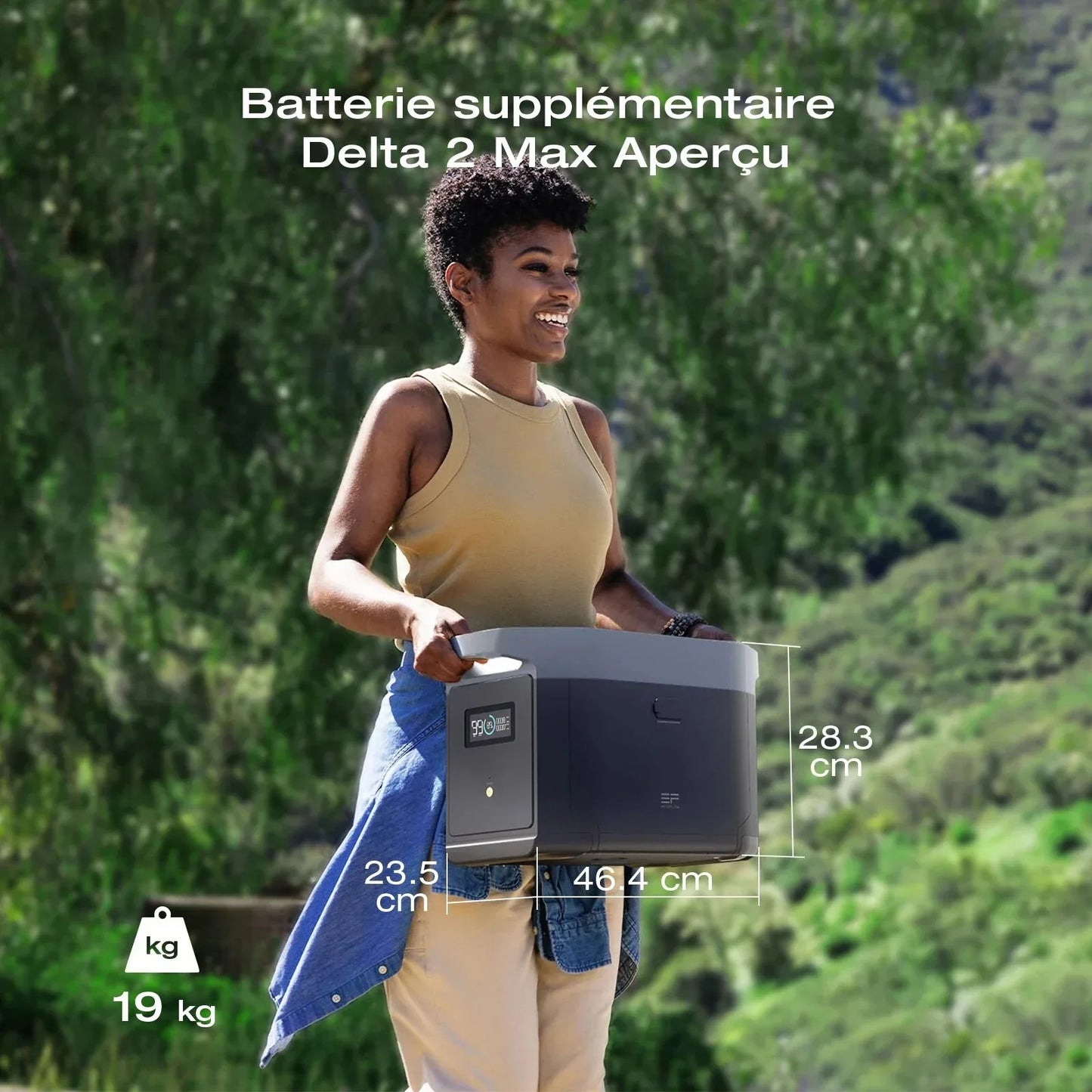 EcoFlow-Batterie supplémentaire Delta 2 Max, LifePO4, 2048Wh, Secours à domicile, T-shirts d'énergie, Extérieur