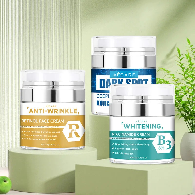 3 Boxes Kojic Acid Retinol Niacinamide Face Moisturizer Cream For Women Men Wrinkles Dark Spot Skin Care Day Night