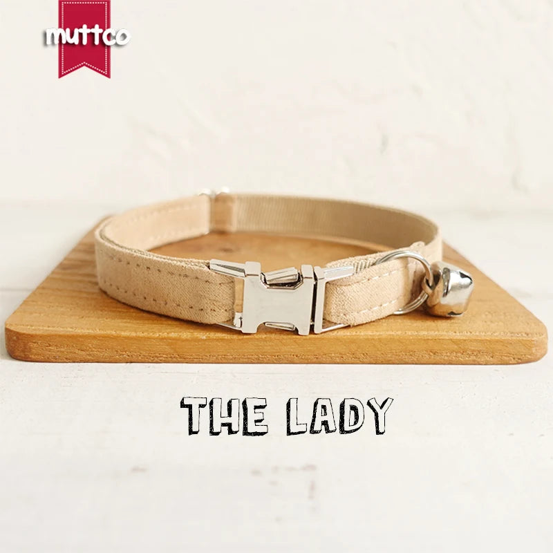 MUTTCO retailing self-design dog collar THE LADY handmade light brown 2 sizes poly satin and nylon cat collar UCC027