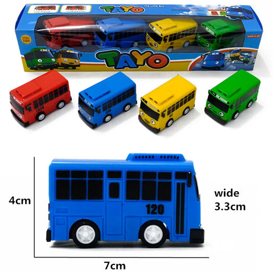 New 4pcs/set ko Toy the Little Bus Mini Plastic Pull Back Blue Tayo Red Gani Yellow Lani Green Rogi Bus Car Model for Baby Gift