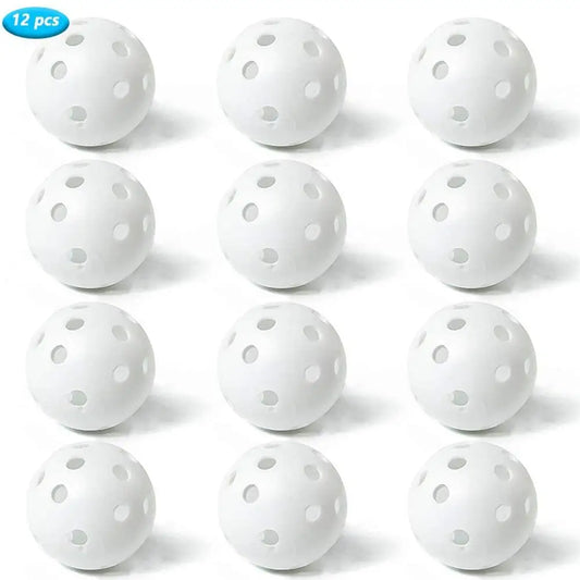 12PcsPractice Golf Balls  Hollow Plastic Golf Training Balls Colored Airflow Golf Balls Swing Practice Driving Range PE Toy Ball