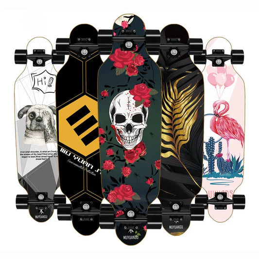 Skateboard Professional Longboard Flat-Rocker Board Steel Bearing PU Wheels Complete Board Teenagerd High Speed Drift Skateboard