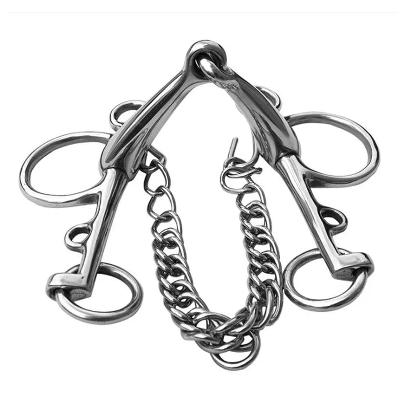 Stainless Steel Long Pelham Bit With Curb Chain Horse Equipment Horseback Riding 13.5mm