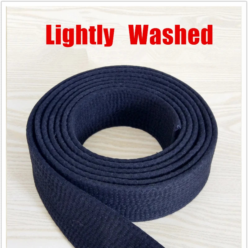 Washed Out Taekwondo Black Belt WTF ITF 2M-3.2M Karate Judo Uniform Pure Cotton Waist Band TKD Coach Belt Men Women High Level