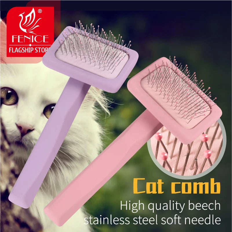 Fenice Puppy Cat Knot Comb Hair Brush Wood Pet Grooming Supplies for Small Persian Cat Brushes Products for Animals