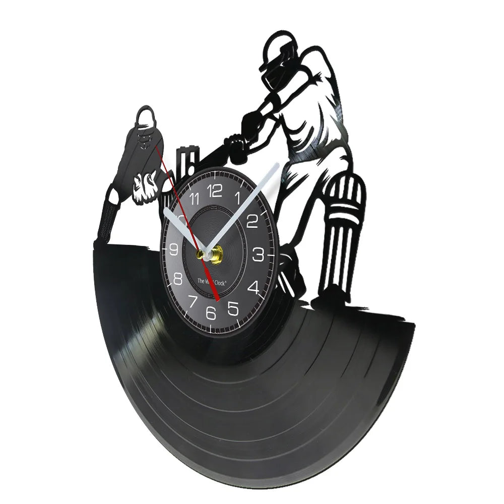 Cricket Wall Clock Made Of Real Vinyl Record Soft Ball Ball Game Sports Laser Cut Wall Watch Modern Hanging Decor Players' Gift