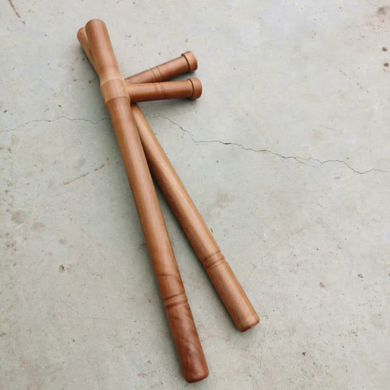 Catazer T Sharp Ancient Martial Arts Double Wooden Crutches Chinese Kungfu Wushu Double Fitness Practice Equipment