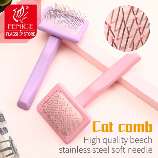 Fenice Puppy Cat Knot Comb Hair Brush Wood Pet Grooming Supplies for Small Persian Cat Brushes Products for Animals