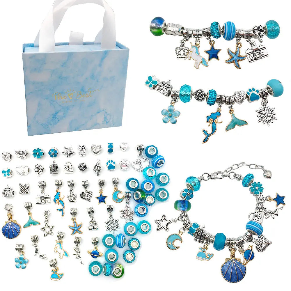 DUOYING DIY Bracelet Making Kit Personlized Crystal Beads Pendant Beginner Kids Jewelry Making Kit For Girl's  Christmas Gift