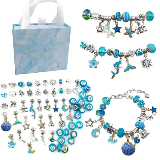 DUOYING DIY Bracelet Making Kit Personlized Crystal Beads Pendant Beginner Kids Jewelry Making Kit For Girl's  Christmas Gift