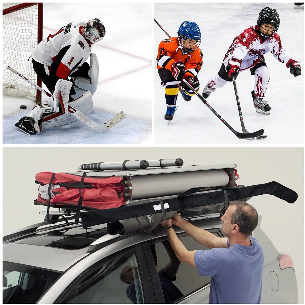 Portable One Shoulder Ice Hockey Stick Bag High Quality Black Light  Waterproof Stick Adjustable for Hockey Stick