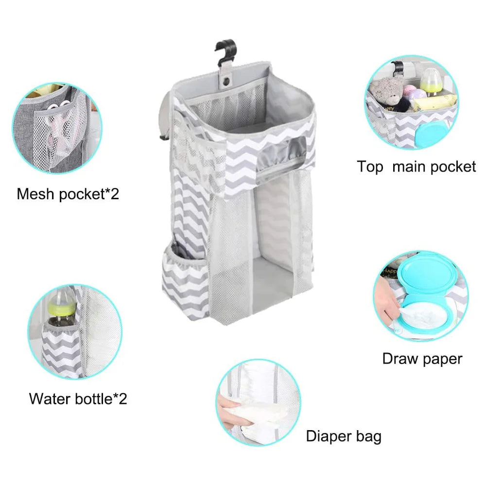 Hanging Diaper Caddy Baby Bed Nappy Organizer Bag Nursery Organization Baby Diaper Holder Infant Essentials Crib Bedding Set