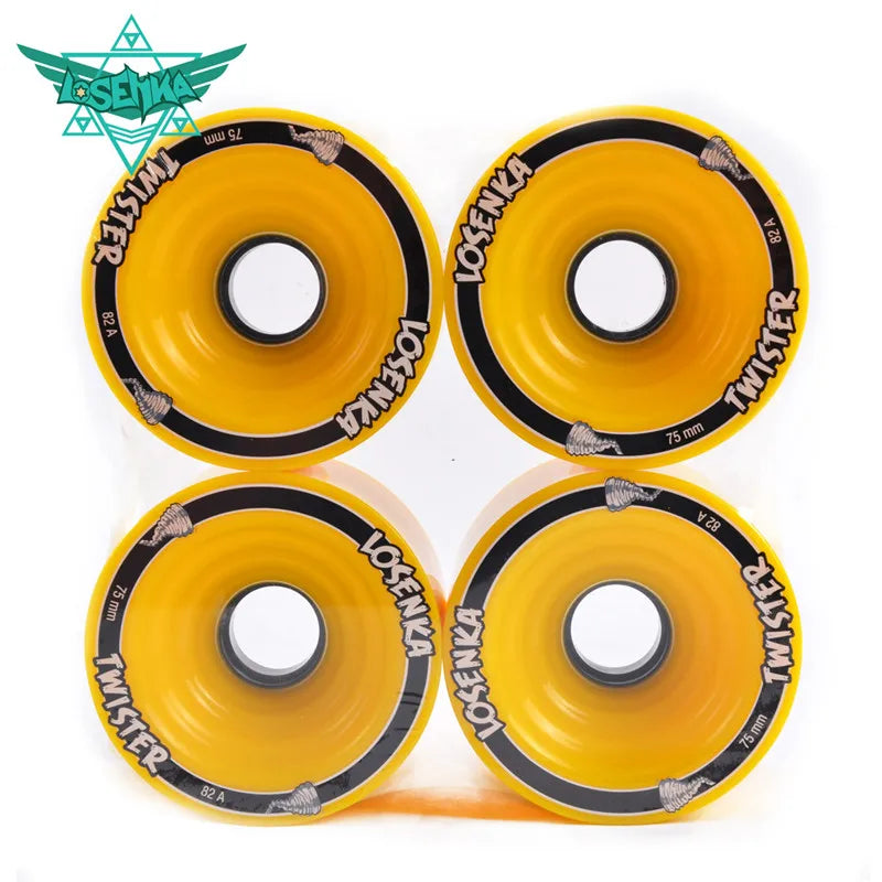 [75mm*56mm 82A] 4 Pcs/Lot Original Losenka Durable PU Wheel for Long Skateboard Downhill Braking, Large Skate Board Wheels