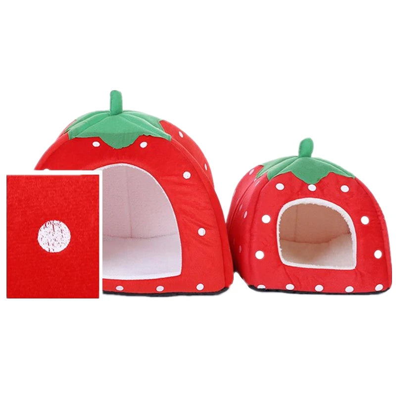 New Creative Plush Small Pet Bed House Banana Pineapple Strawberry Shape Soft Dog Cat Kennel Cage Comfortable Banana Cat Bed