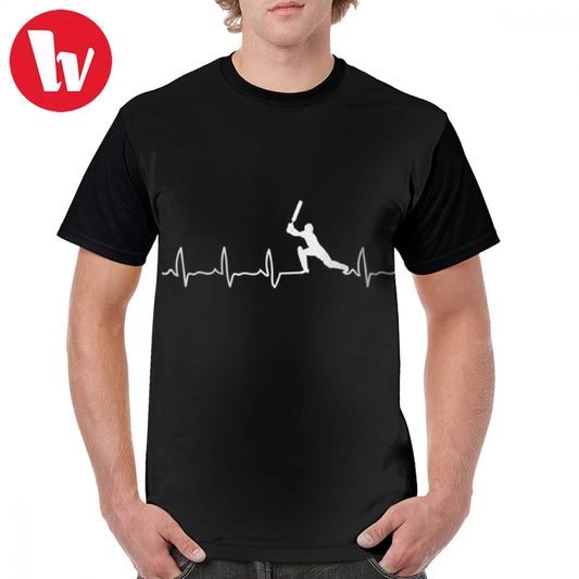 Heartbeat T Shirt Cricket Player Cricket Heartbeat Cricket Player Gift T-Shirt Printed 5x Graphic Tee Shirt Polyester Man Tshirt