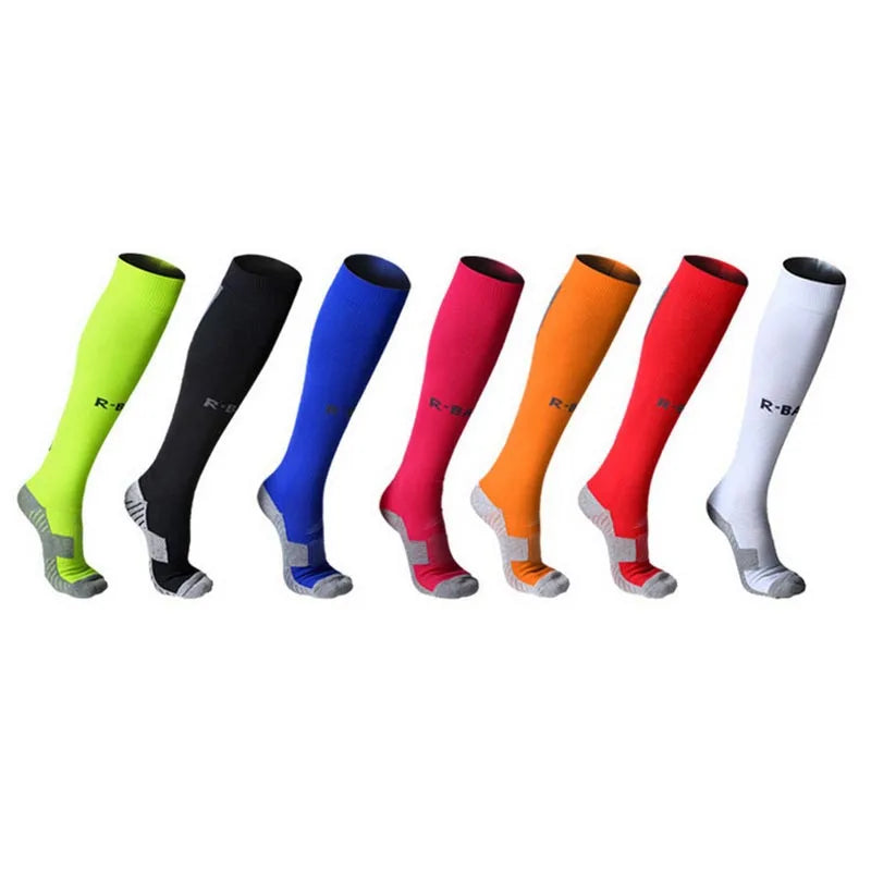 R-BAO 1 Pair Cotton Long Soccer Socks Non-slip Sport Football Ankle Leg Shin Guard Compression Protector For Men 39-44