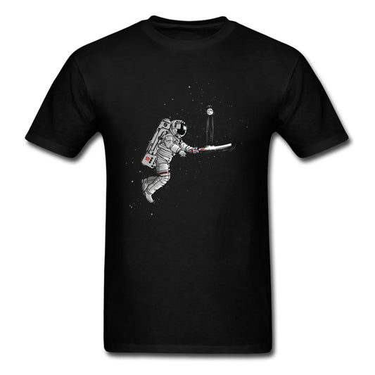 2018 Space Cricket Astronaut Spaceman Cartoon T-shirt Men's Black Short Sleeve Top Tees Novelty Geek Creative Design