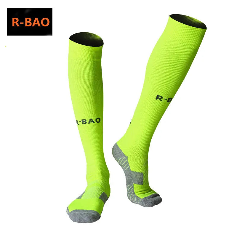 R-BAO 1 Pair Cotton Long Soccer Socks Non-slip Sport Football Ankle Leg Shin Guard Compression Protector For Men 39-44