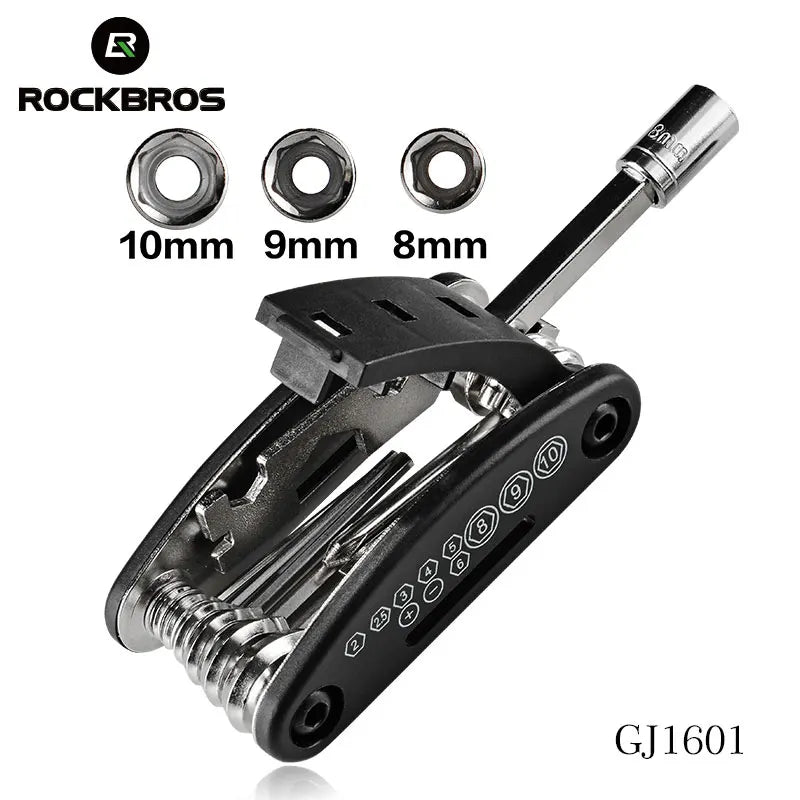 ROCKBROS 16 in 1 Bike Bicycle Multi Repair Tool Set Kit Hex Spoke Cycle Screwdriver Tool Wrench Mountain Cycle Tool Sets Black