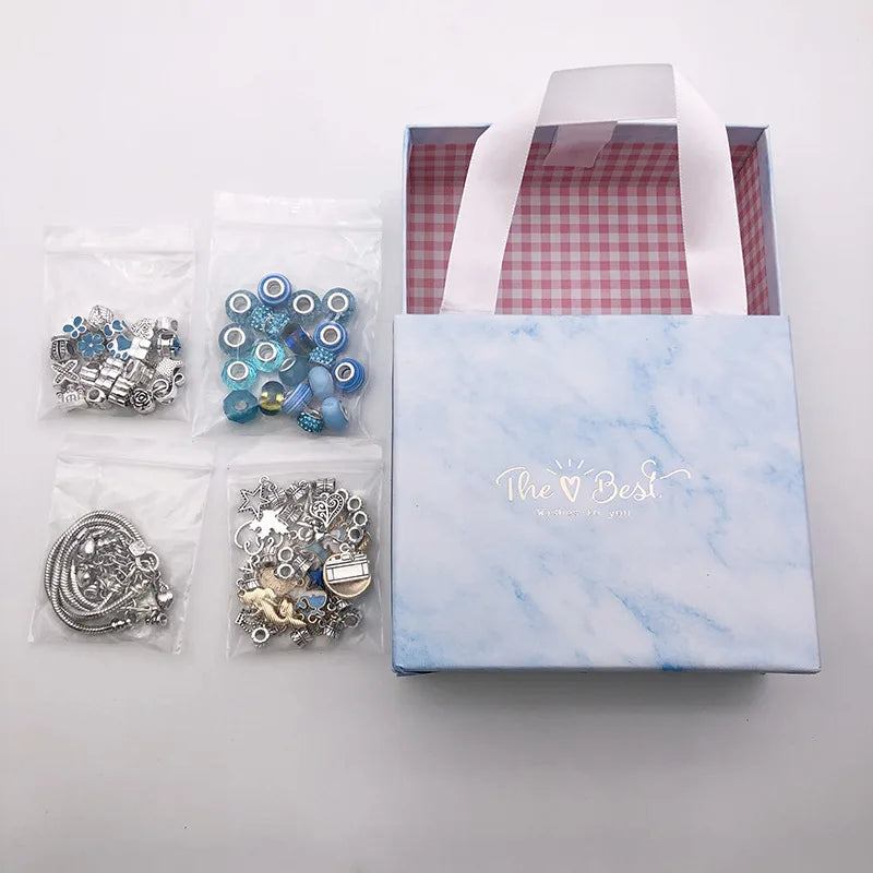 DUOYING DIY Bracelet Making Kit Personlized Crystal Beads Pendant Beginner Kids Jewelry Making Kit For Girl's  Christmas Gift