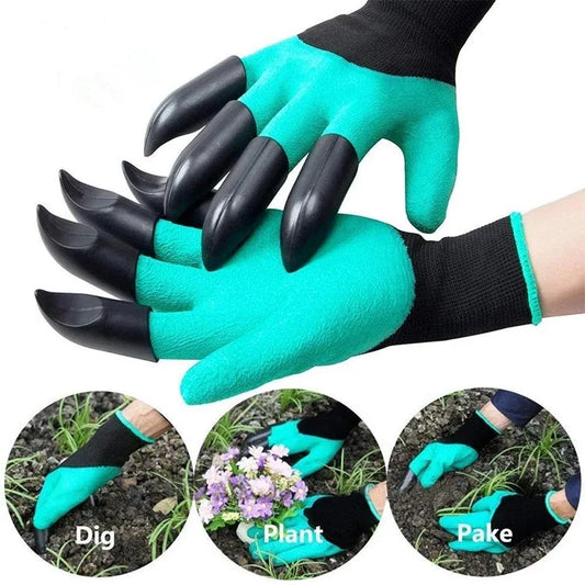 ABS Plastic Garden Rubber Gloves Gardening Digging Planting Durable Waterproof Work Glove with 4 or 8 Hand Claw