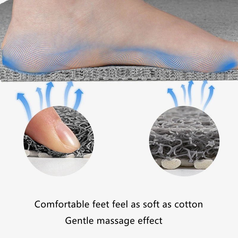 Bathroom Anti-slip Mat Mildew Proof Waterproof Shower Mat Soft Massage Home Bath Kitchen PVC Washable Quick Drying Floor Rug