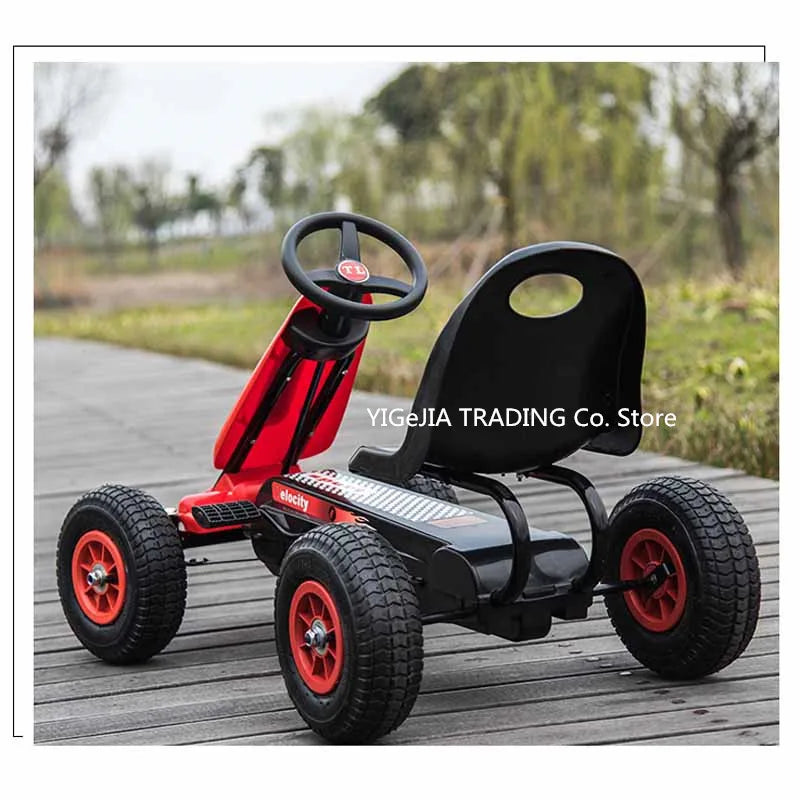 Children Pedal Go Kart With Inflatable Rubber Wheels, 4-wheeled Kids Pedal Go Kart Exercise Bike