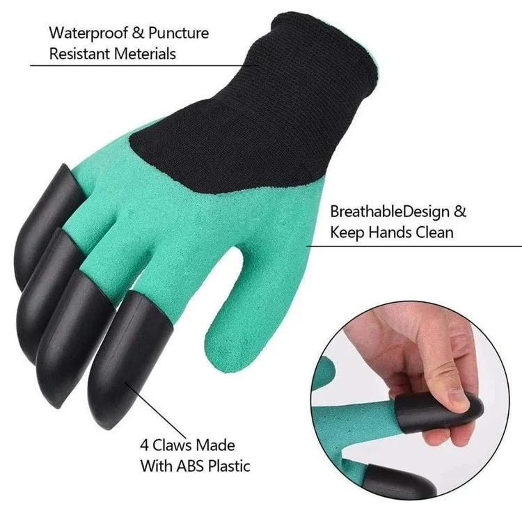 ABS Plastic Garden Rubber Gloves Gardening Digging Planting Durable Waterproof Work Glove with 4 or 8 Hand Claw