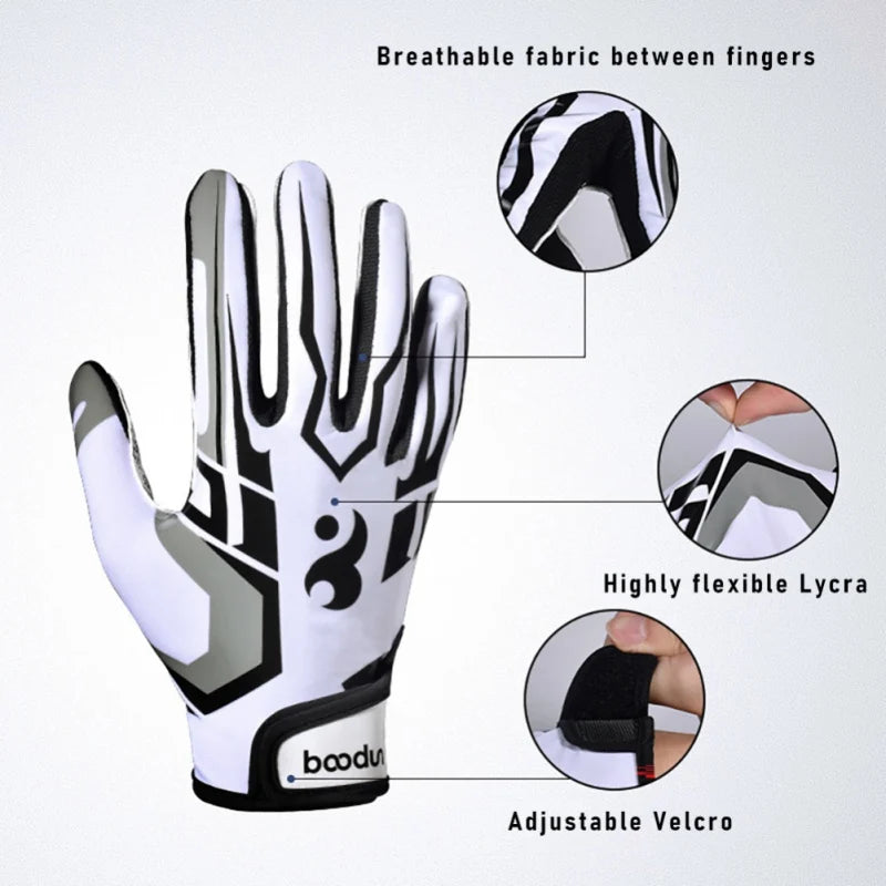 1 Pair Adults Profession Sports Gloves Breathable Anti-slip American Football Baseball Gloves Full Finger Adjustable Gloves