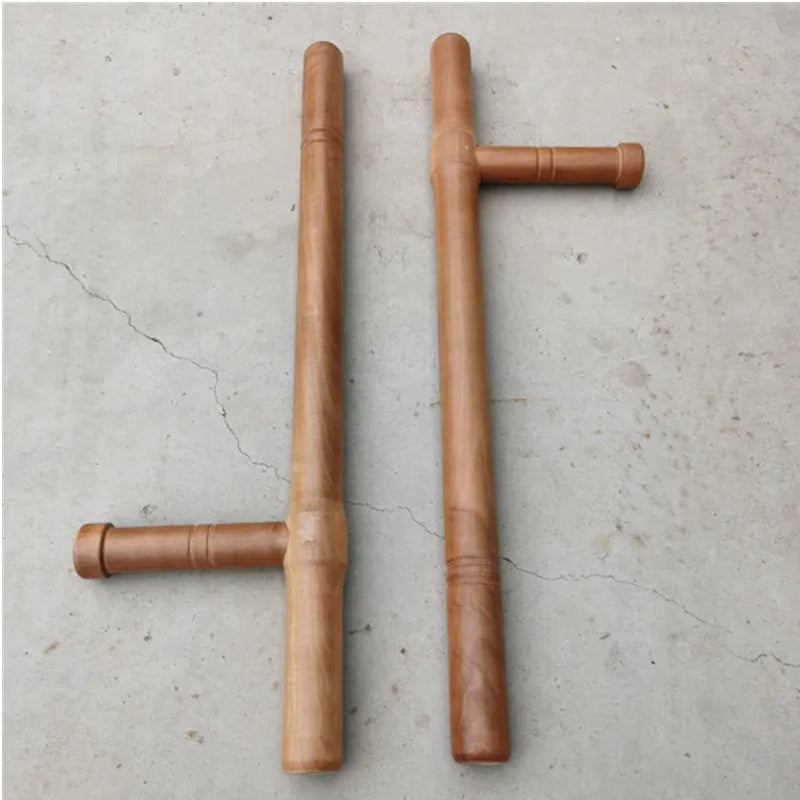 Catazer T Sharp Ancient Martial Arts Double Wooden Crutches Chinese Kungfu Wushu Double Fitness Practice Equipment