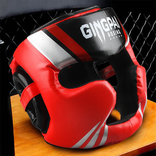 Full-Covered Boxing Helmet Professional Adult Kickboxing MMA Head Gear Face Protector Guard Muay Thai Taekwondo Equipment