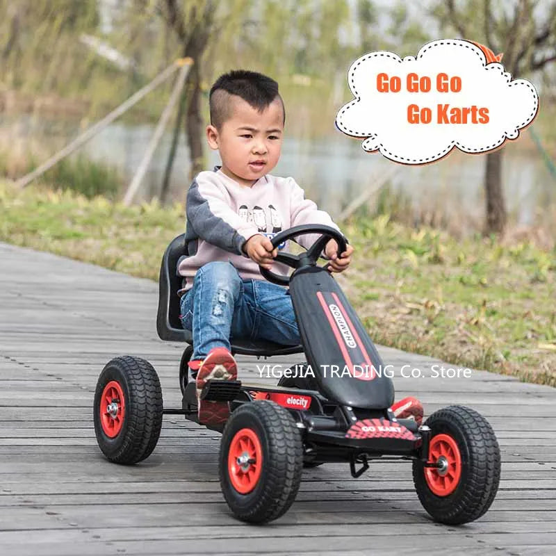 Children Pedal Go Kart With Inflatable Rubber Wheels, 4-wheeled Kids Pedal Go Kart Exercise Bike