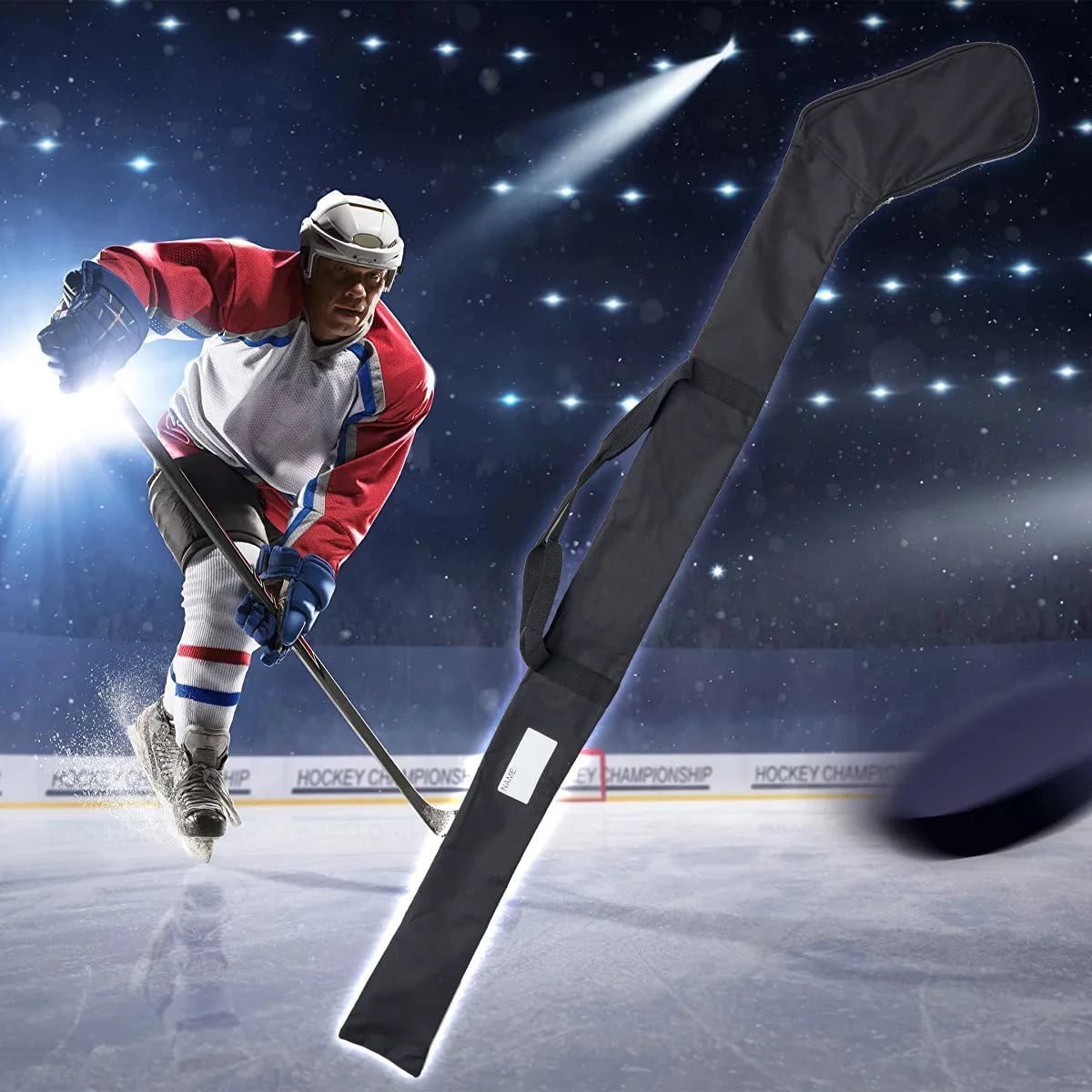 Portable One Shoulder Ice Hockey Stick Bag High Quality Black Light  Waterproof Stick Adjustable for Hockey Stick