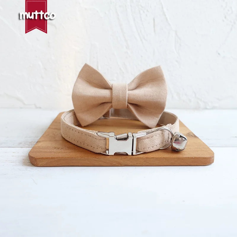 MUTTCO retailing self-design dog collar THE LADY handmade light brown 2 sizes poly satin and nylon cat collar UCC027