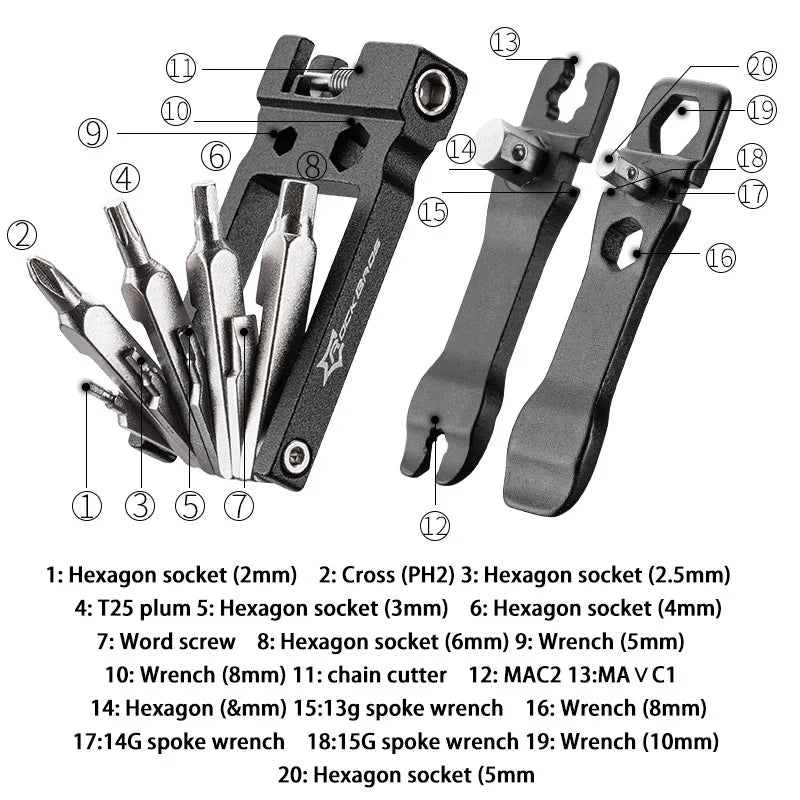 ROCKBROS Mountain Bicycle Tools Sets Bike Bicycle Repair Tools Kit Hex Spoke Wrench Mountain Cycle Screwdriver Tool 16 in 1